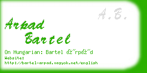 arpad bartel business card